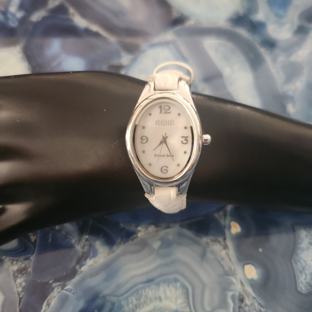 Ecclissi Sterling Silver 925 Case Leather Band
